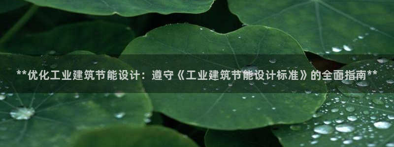 e尊体育：**优化工业建筑节能设计：遵守《工业建筑节能设计标准》的全面指南**