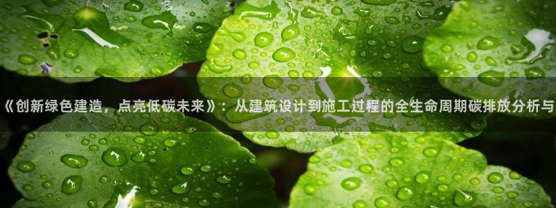 e尊电竞：《创新绿色建造，点亮低碳未来》：从建筑设计到施工过程的全生命周期碳排放分析与